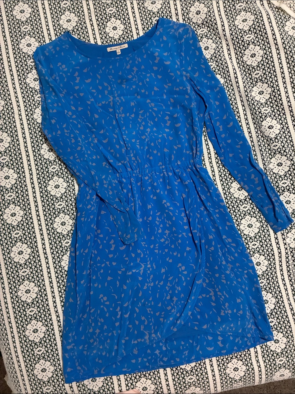 Madewell Silk Blue Long Sleeve Mini Dress